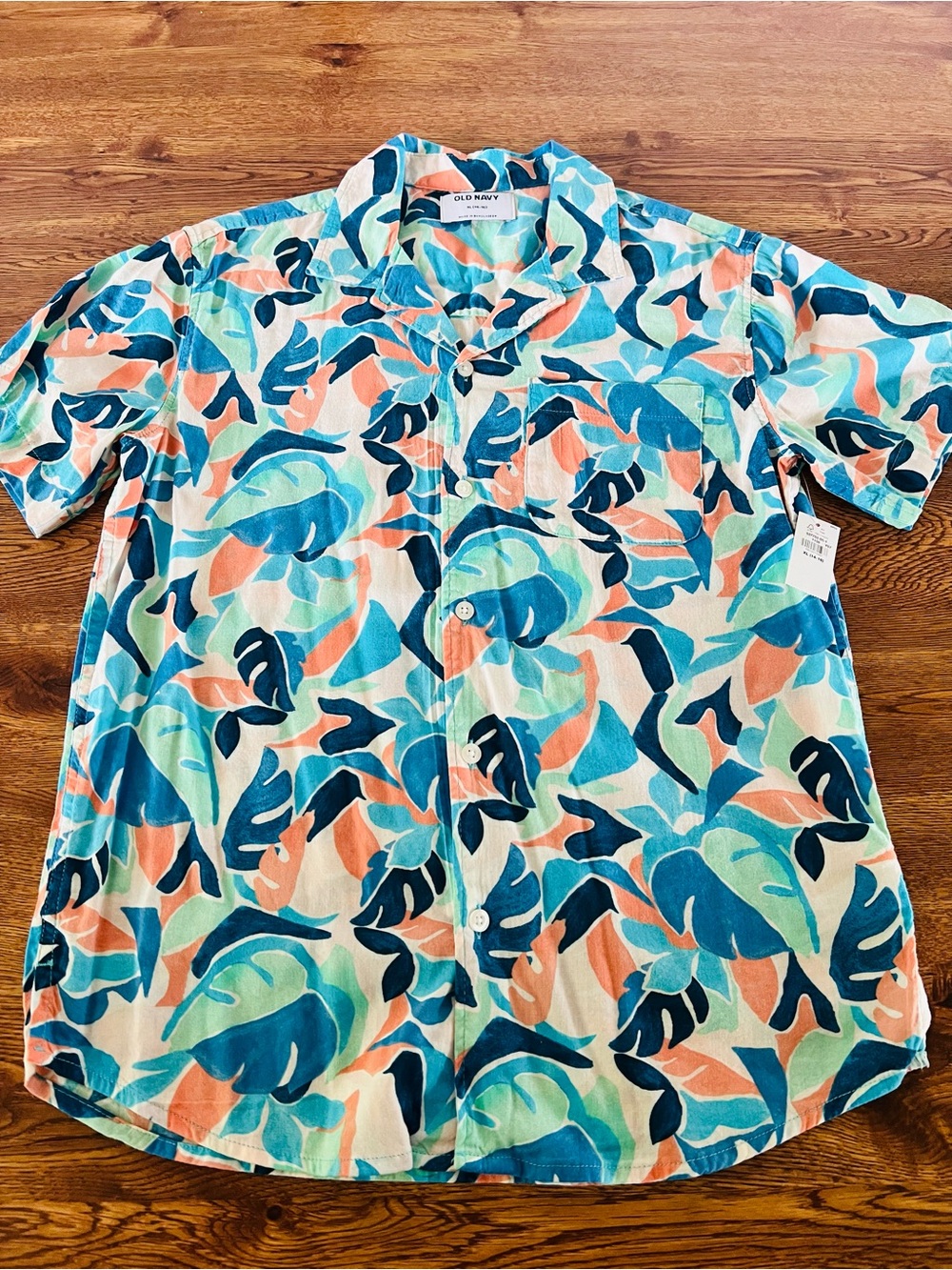 Kids Old Navy Tropical Short Sleeve Button Down Shirt XL (14-16) NWT